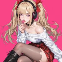 A playful anime girl, sitting on a chair with her leg kicked up, happily eating a lollipop - Created by Gifify AI Image Generator